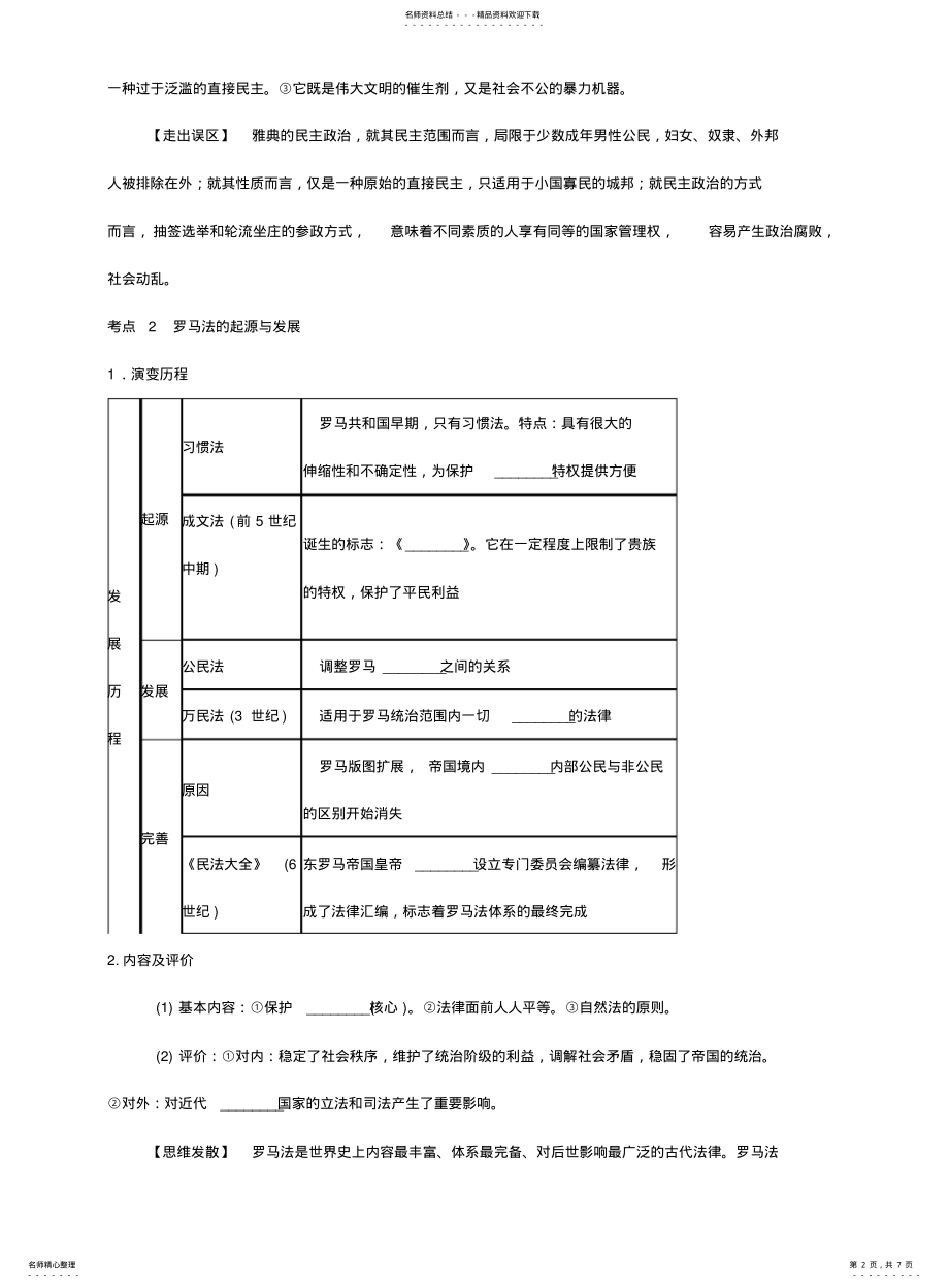 2022年高中历史必修一重点知识及框架 .pdf_第2页