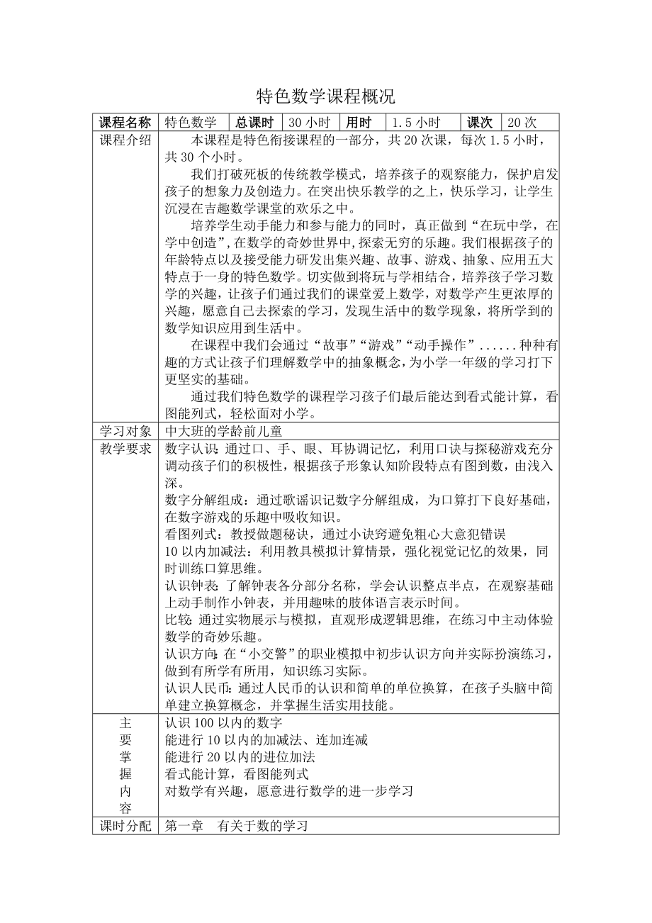 幼小衔接幼小衔接数学-课程概况公开课教案课件教案课件.doc_第1页