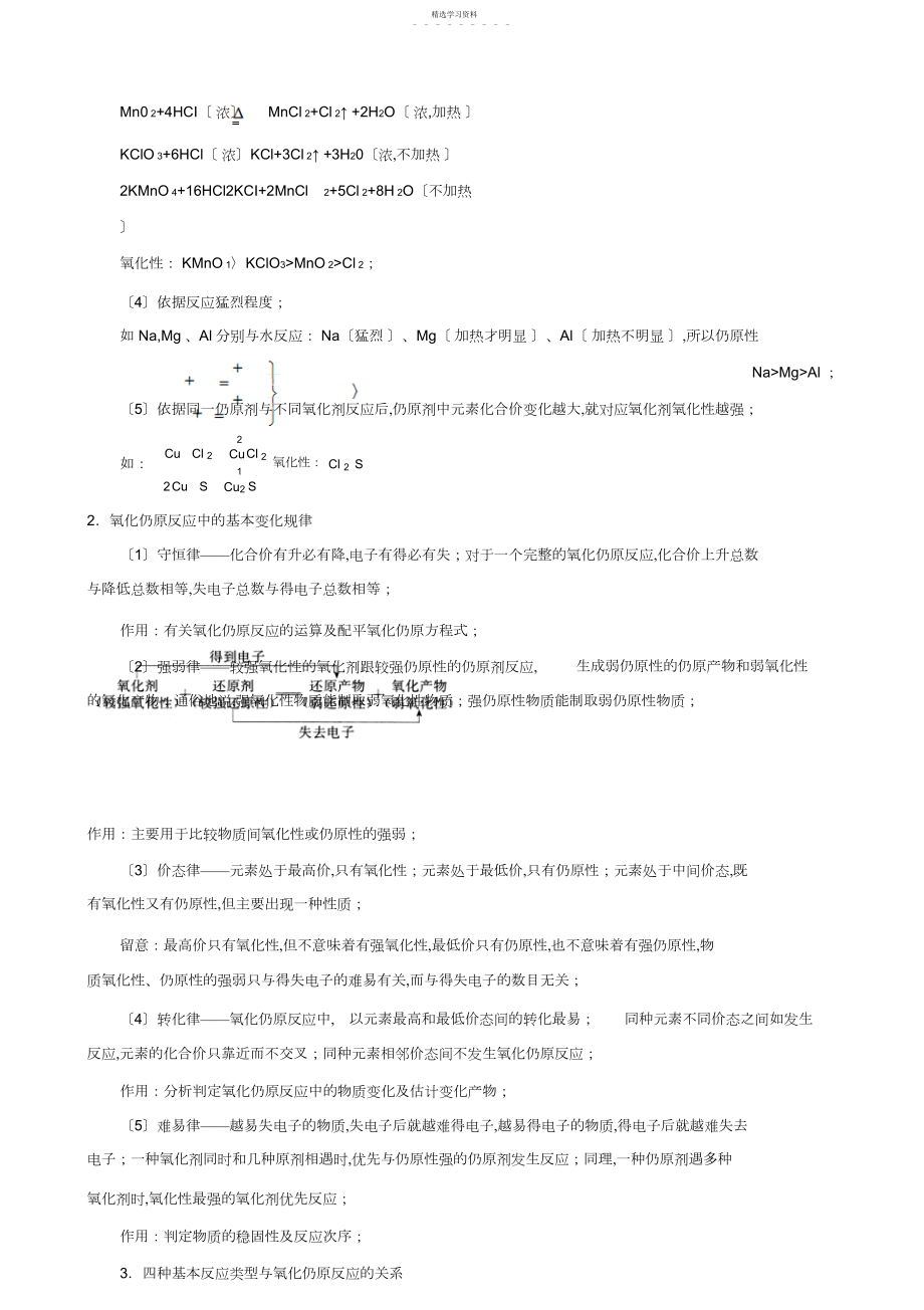 2022年高一化学必修基础精练氧化还原反应知识归纳.docx_第2页