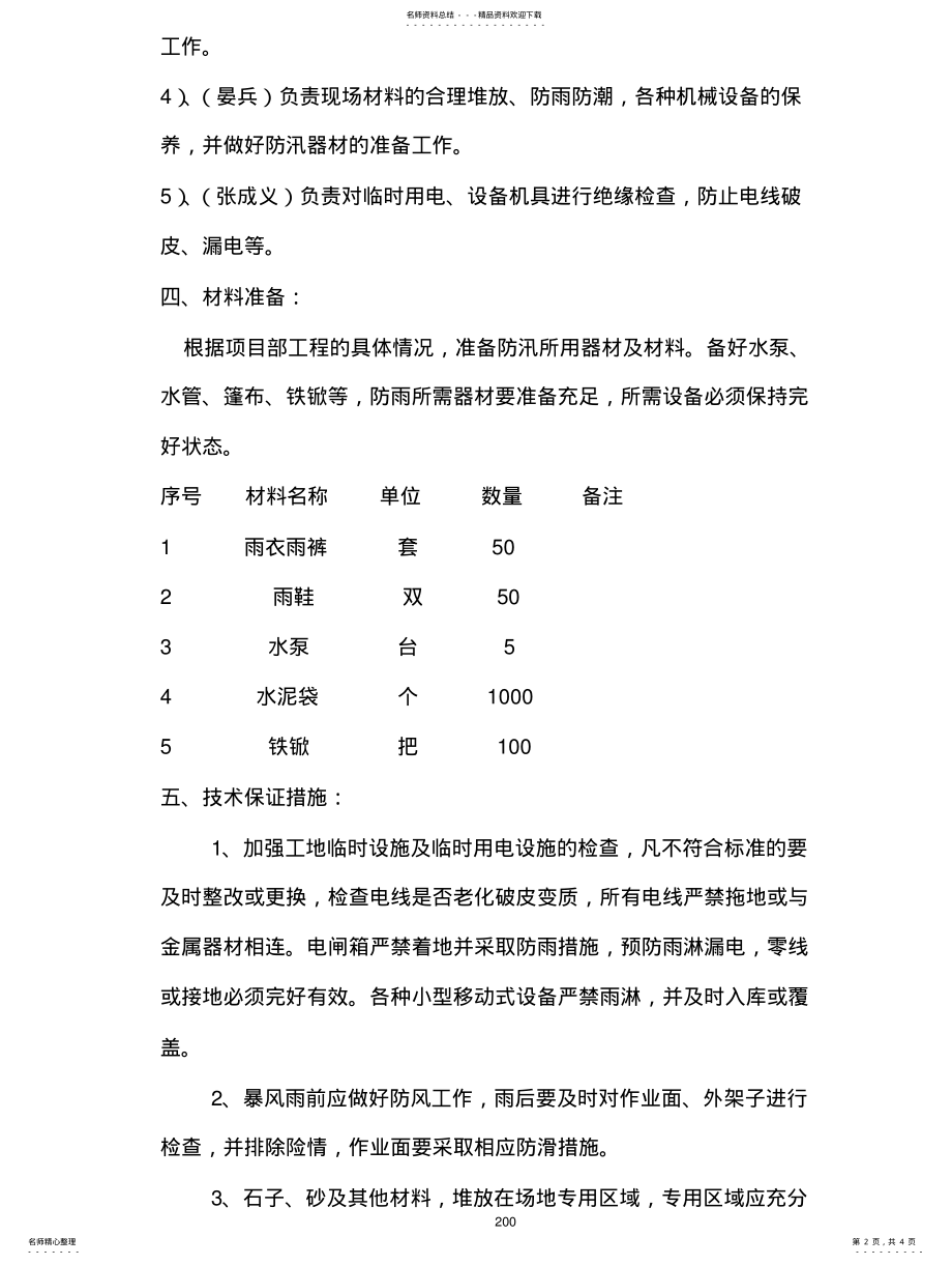 2022年雨季防汛应急救援预案模板 .pdf_第2页