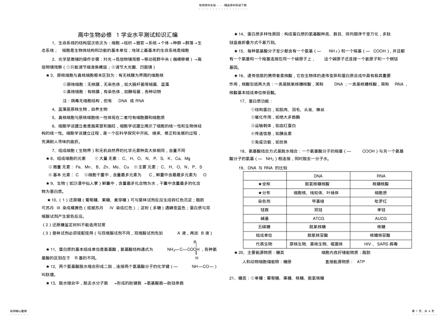 2022年高中生物学业水平测试知识汇 .pdf_第1页