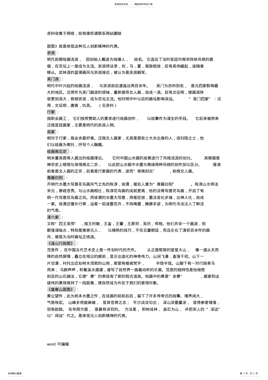 2022年大学《中国美术史》期末考试复习资料教程文件 .pdf_第2页