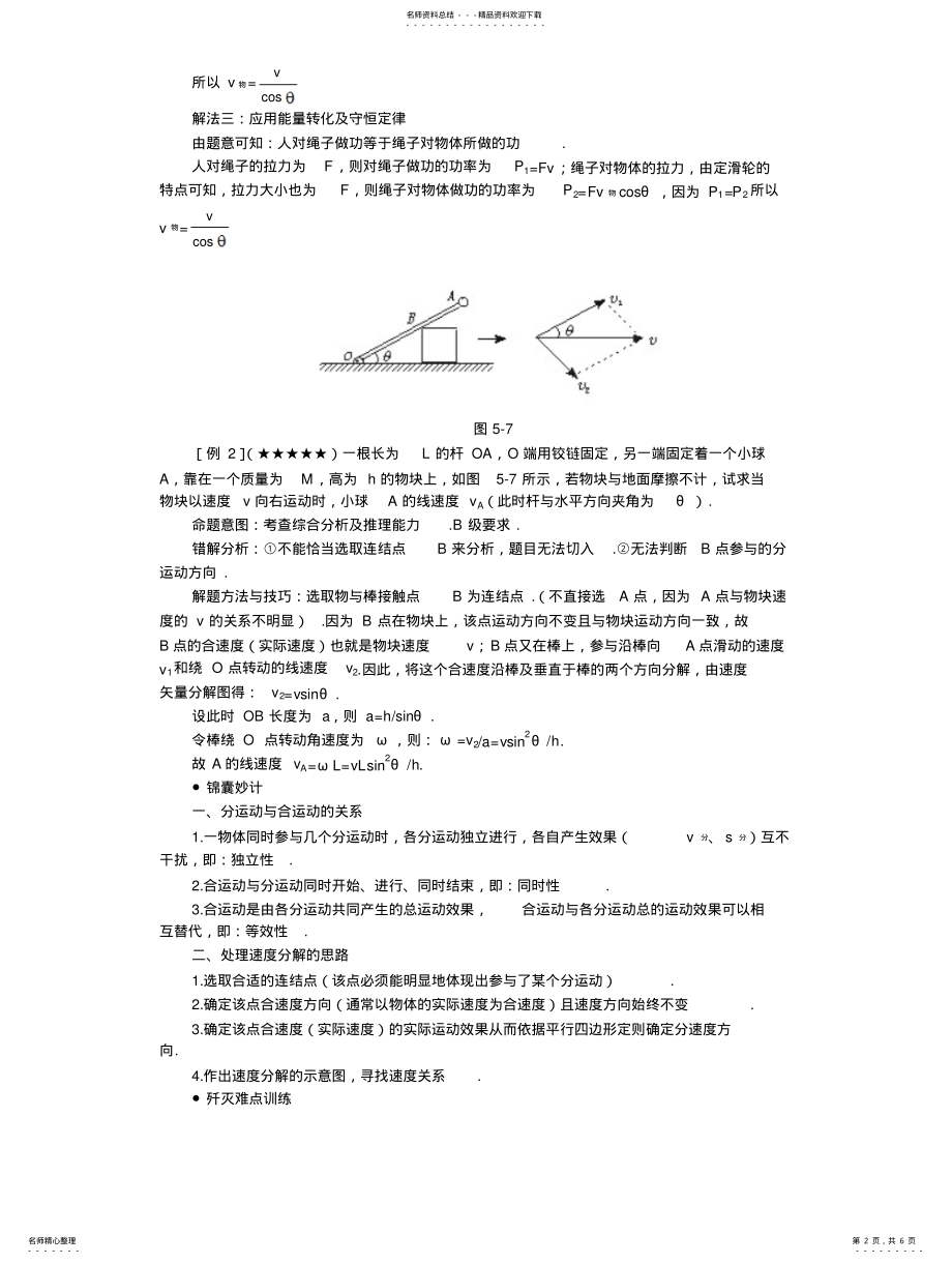 2022年难点_速度关联类问题求解[] .pdf_第2页