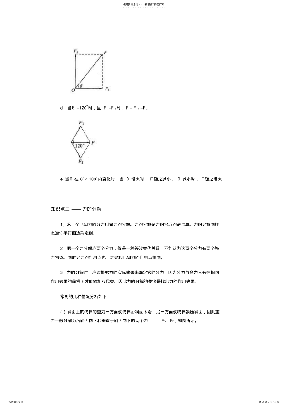 2022年高一物理《力的合成与分解》习题与详解 .pdf_第2页