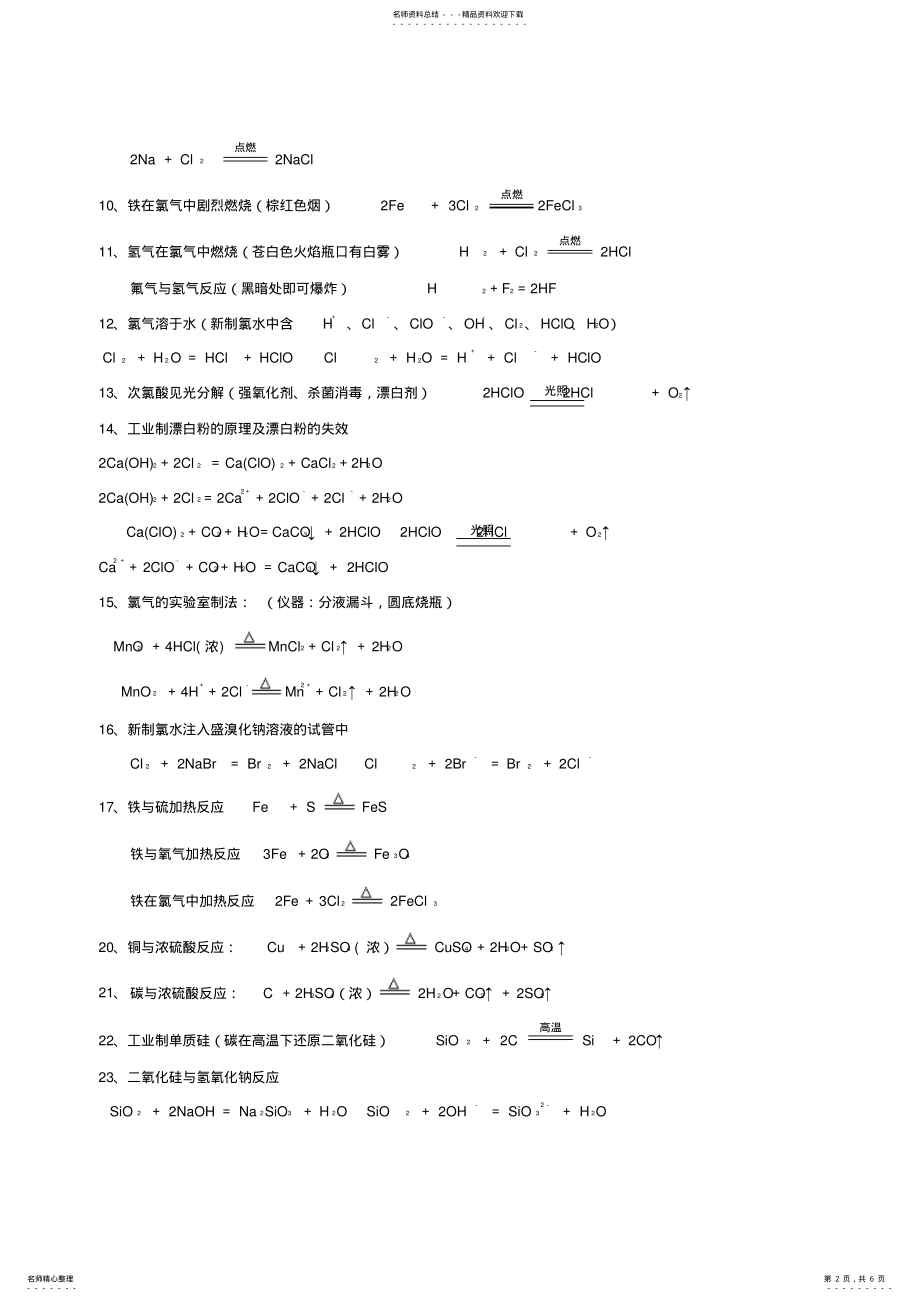 2022年高中化学学考必备方程式及离子方程式 .pdf_第2页