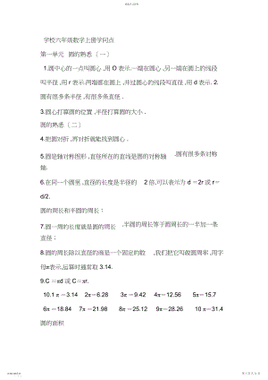 2022年小学六年级上册数学知识点基本概念.docx