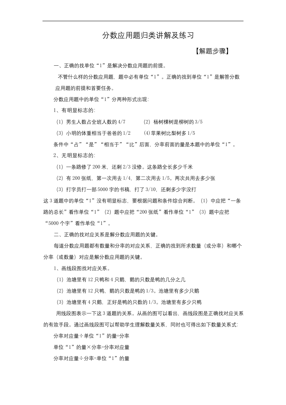 小学六年级分数应用题归类复习与练习.docx_第1页