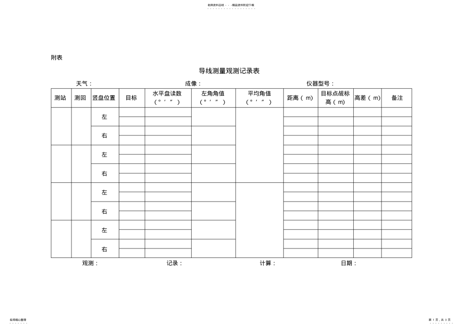 2022年导线测量观测记录表 .pdf_第1页