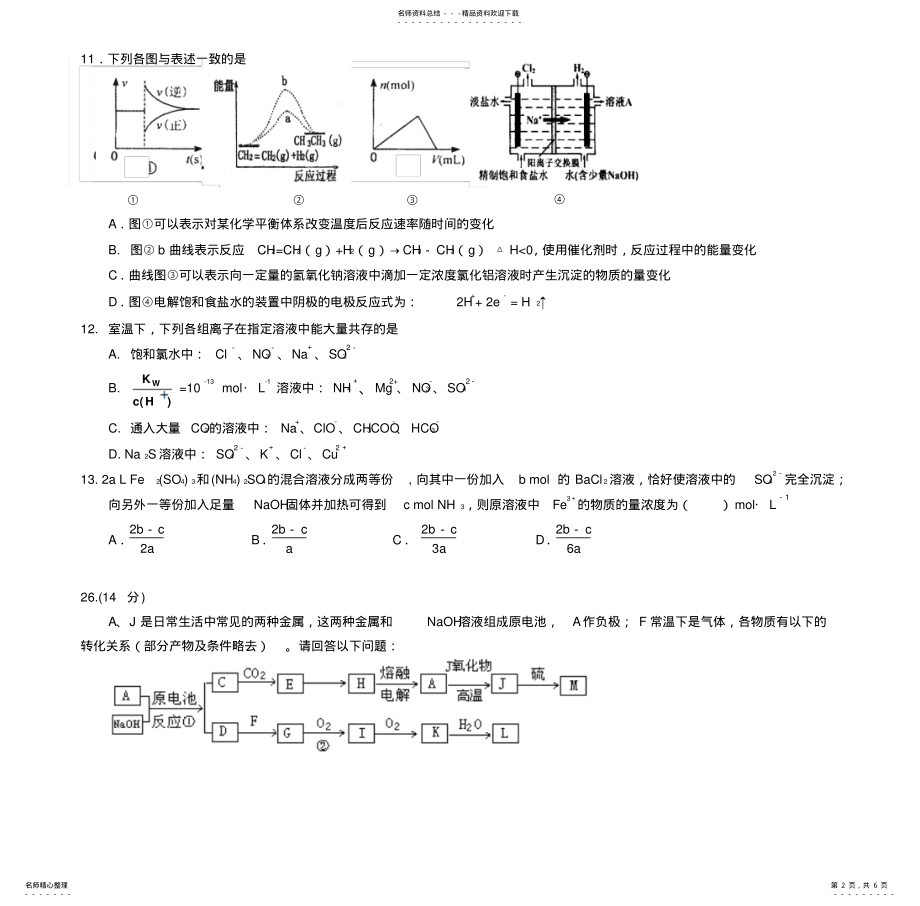 2022年高三模拟考试理综化学试题 .pdf_第2页