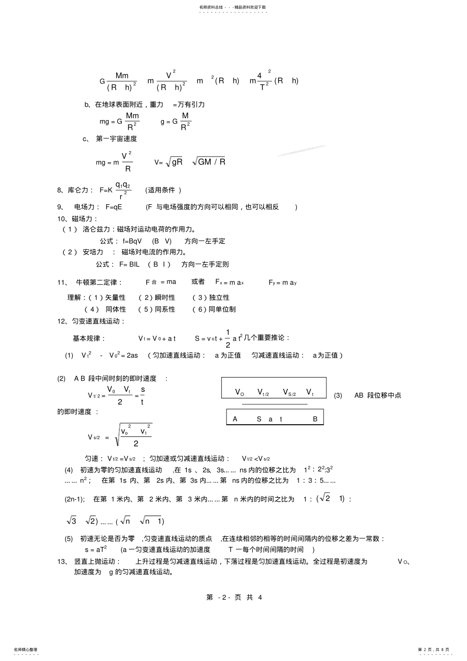 2022年高一物理知识点与公式总结,推荐文档 .pdf_第2页