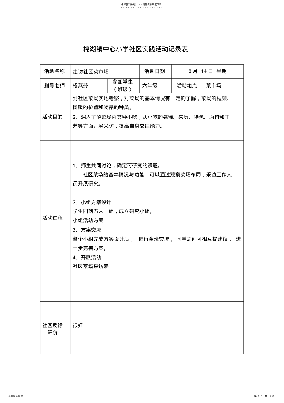 2022年学生社会实践记录表模板.doc .pdf_第2页