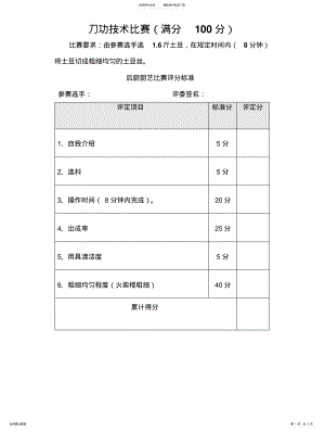 2022年餐饮厨艺刀工、盘饰大赛评分标准 .pdf