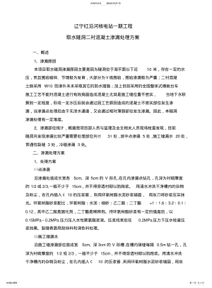 2022年隧洞衬砌渗漏处理方案 .pdf