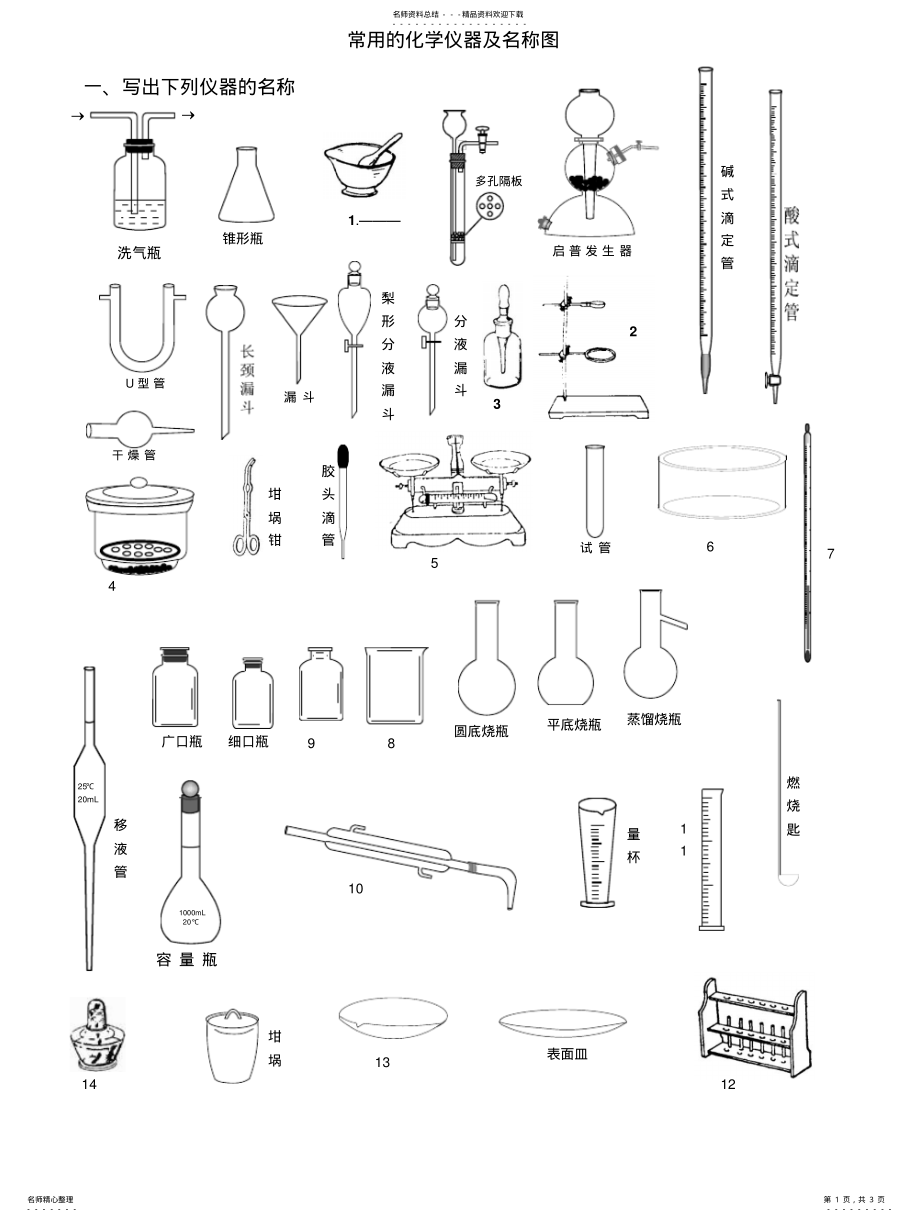 2022年常用的化学仪器及名称图 .pdf_第1页