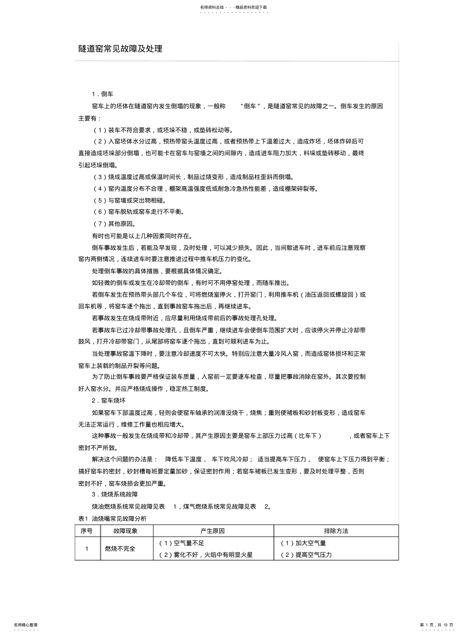 2022年隧道窑常见故障及处理 .pdf_第1页