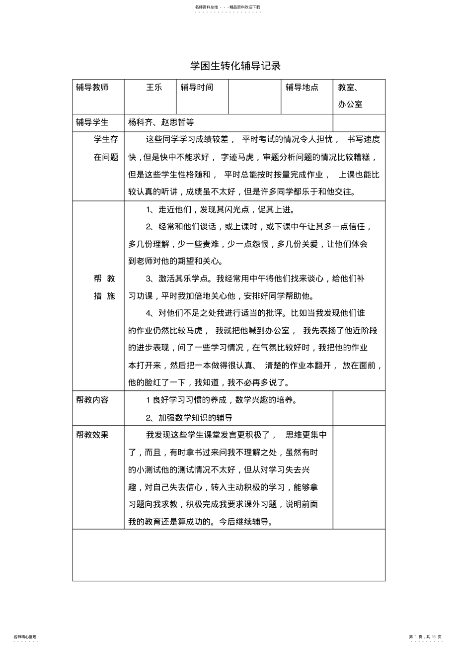 2022年学困生转化辅导记录 .pdf_第1页