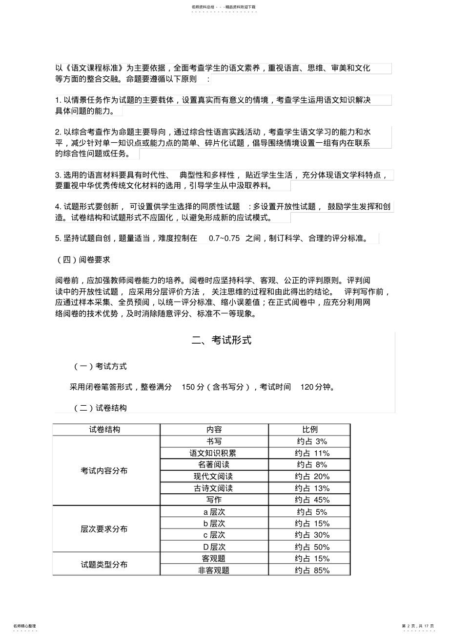 2022年年浙江省初中毕业生学业考试说明 .pdf_第2页