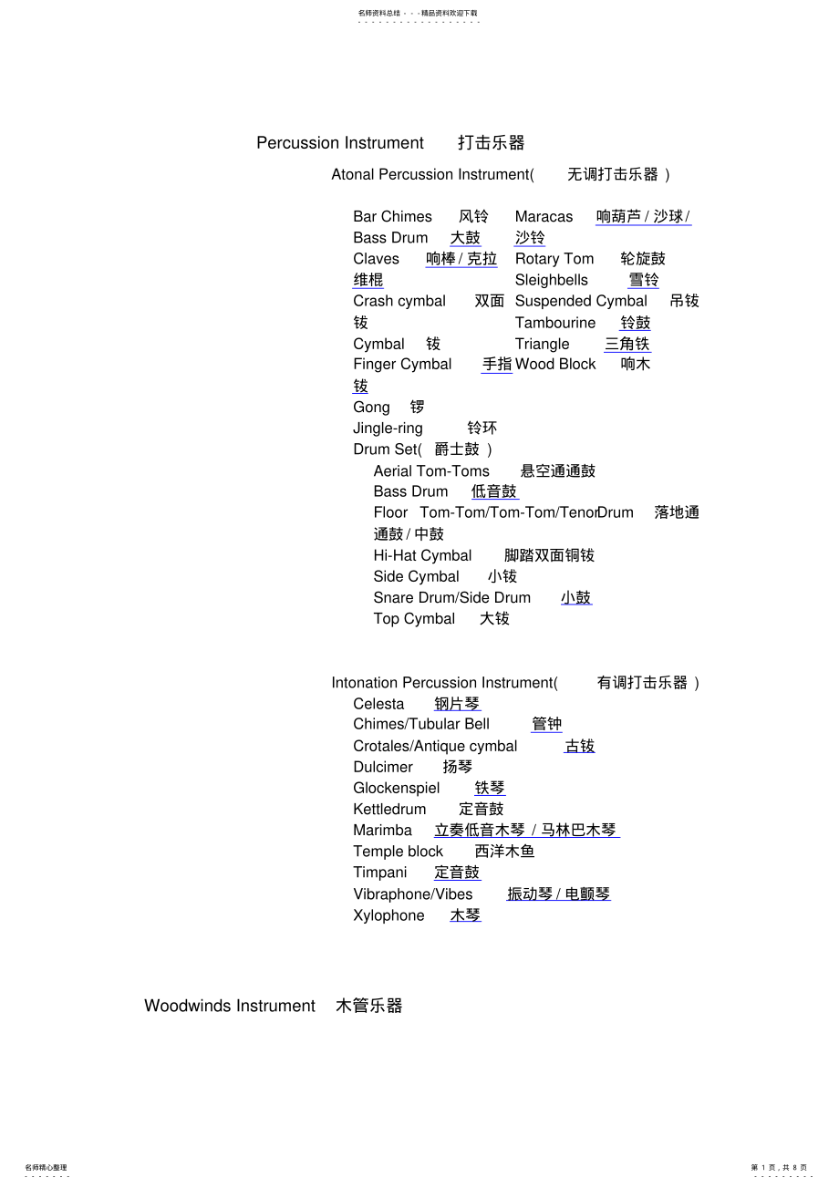 2022年音乐专业词汇 .pdf_第1页