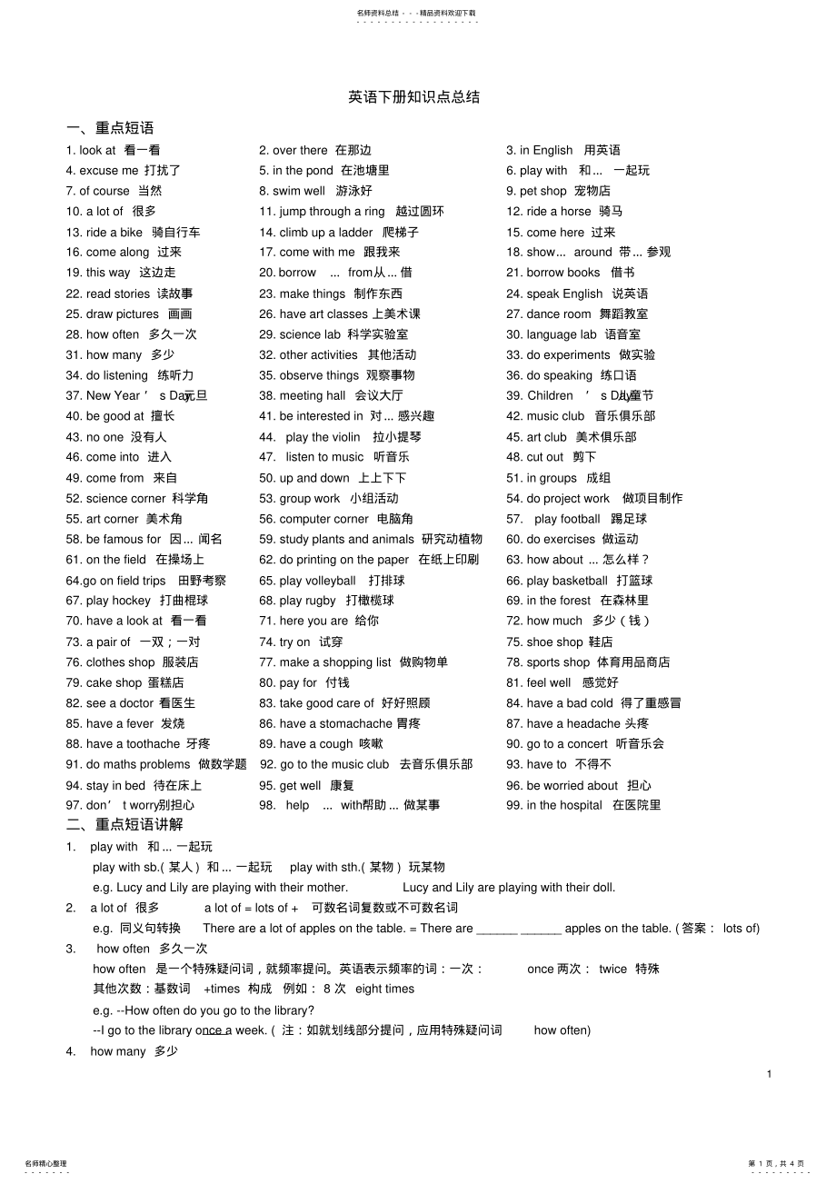 2022年小学五年级英语下册知识点归纳总结已用,推荐文档 .pdf_第1页