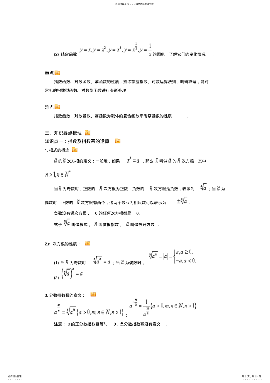 2022年高一数学指数函数、对数函数、幂函数单元复习与巩固 .pdf_第2页