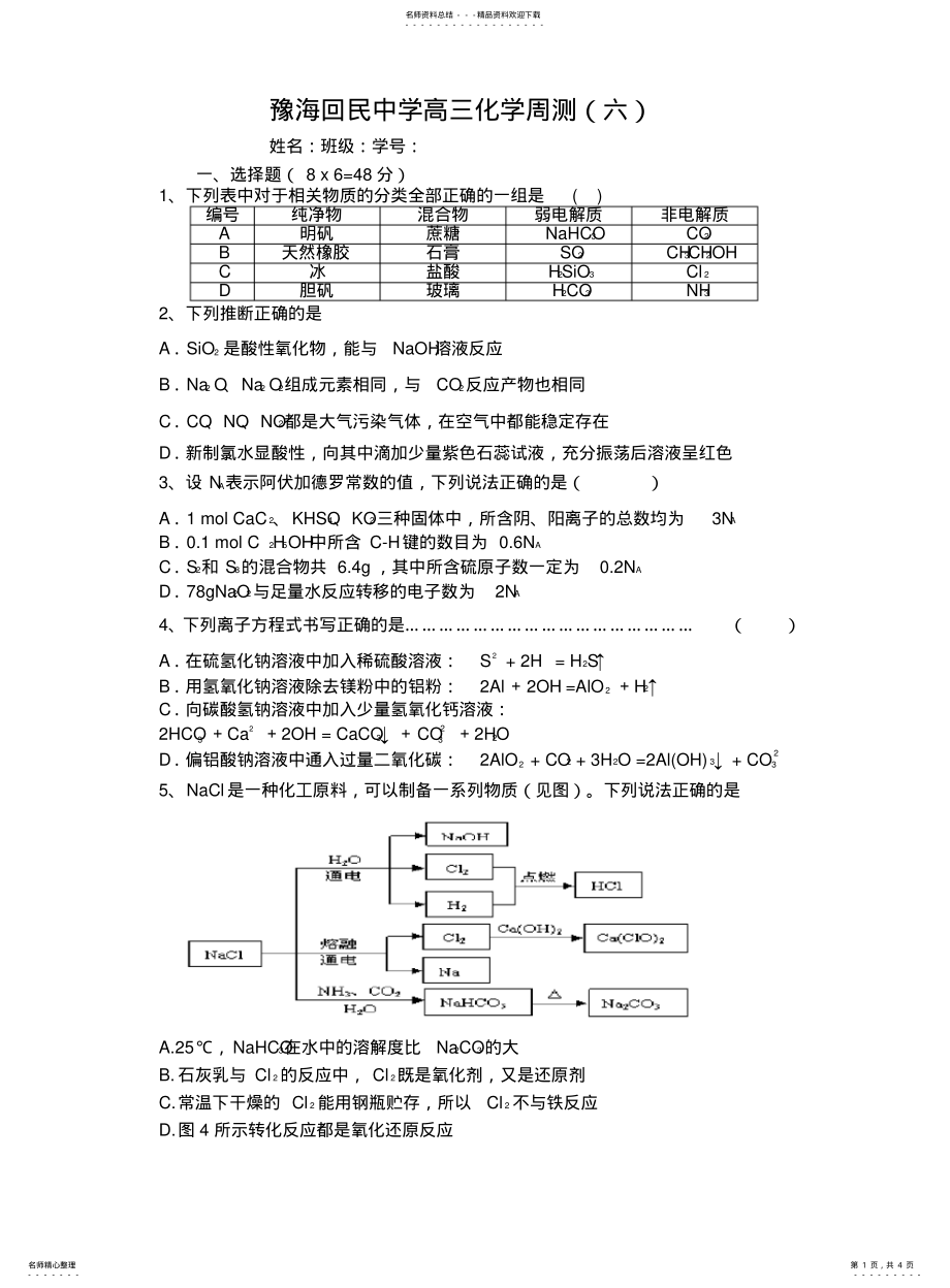 2022年高三化学周测试六 .pdf_第1页