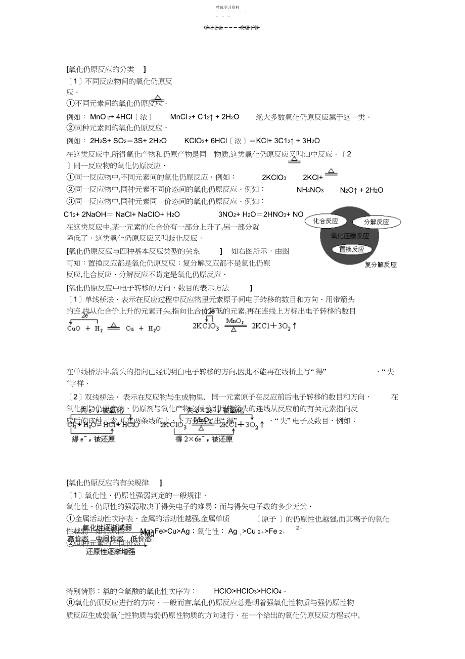 2022年高中化学知识点规律总结《化学反应及其能量变化》.docx_第2页