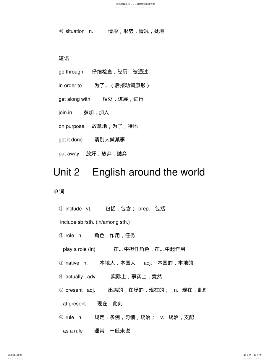 2022年高一英语必修一的重点单词短语 .pdf_第2页