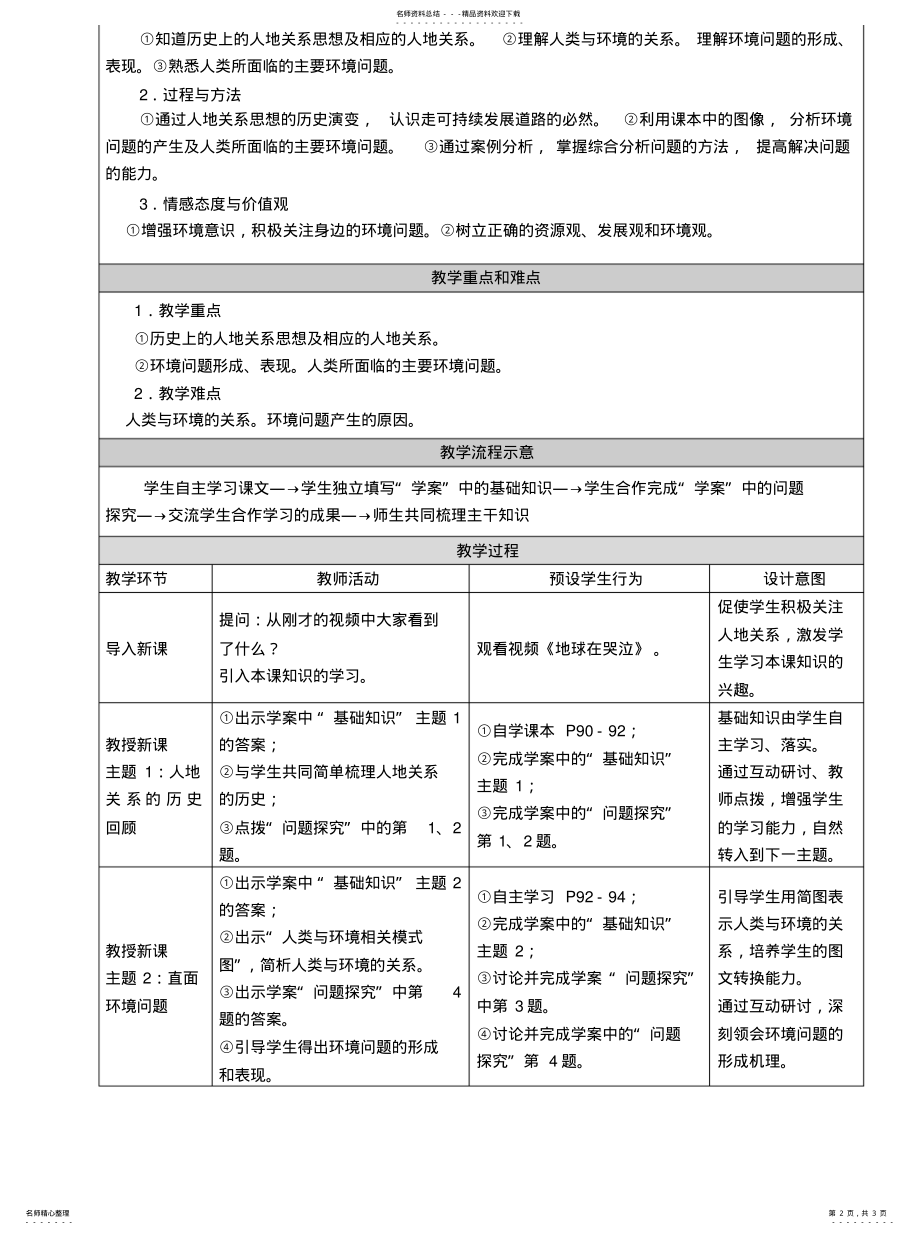 2022年高中地理教学设计与教学反思 .pdf_第2页