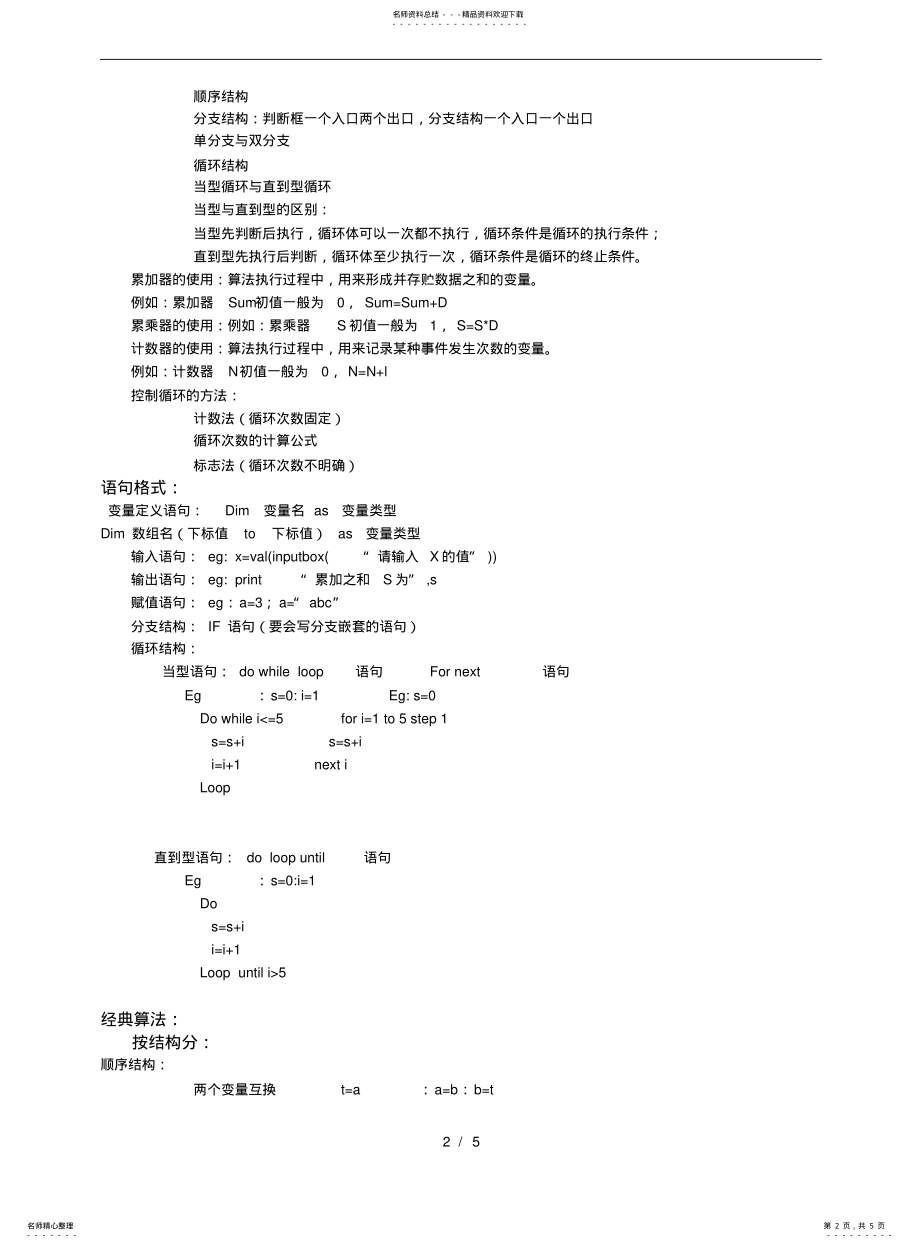 2022年高中信息科技程序算法部分复习提纲 .pdf_第2页