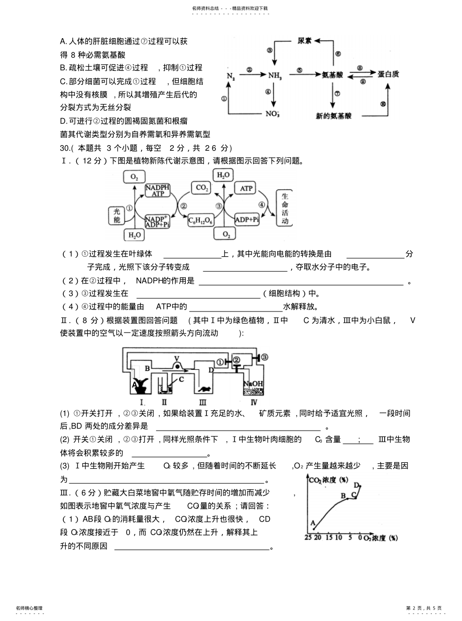 2022年高三级理科综合生物一诊模拟考试 .pdf_第2页