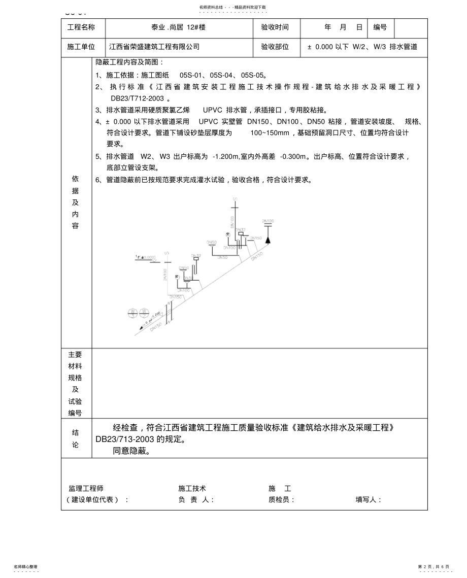 2022年隐蔽工程检查记录给排水[] .pdf_第2页