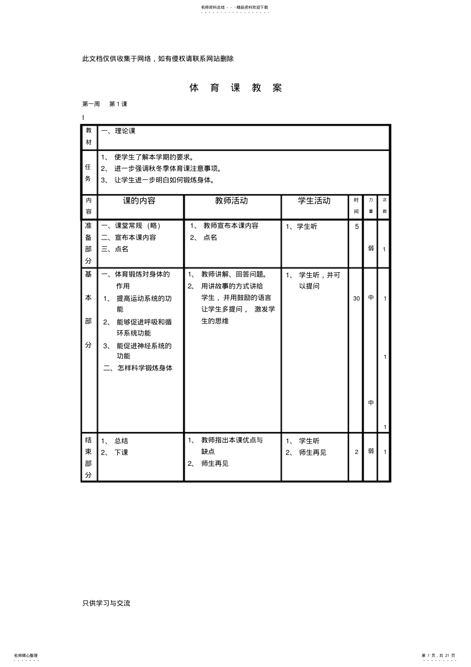 2022年小学五六年级体育全套的教案教程文件 .pdf_第1页