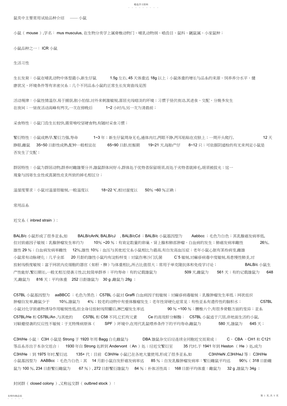 2022年小鼠和大鼠的区别.docx_第1页