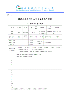 小学教师个人专业发展三年规划公开课.doc