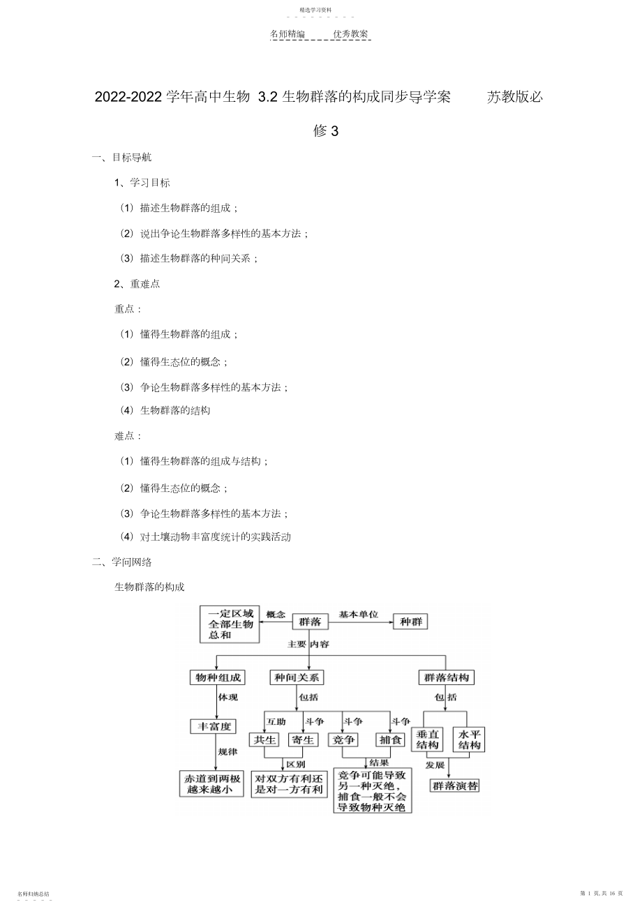 2022年高中生物生物群落的构成同步导学案苏教版必修.docx_第1页