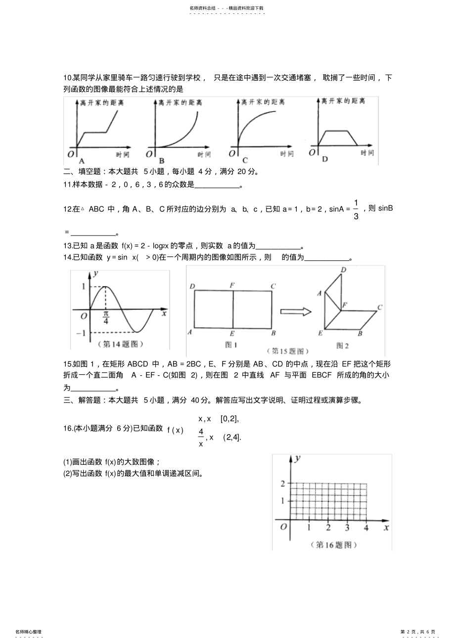 2022年完整word版,年湖南省普通高中学业水平考试数学试卷 .pdf_第2页