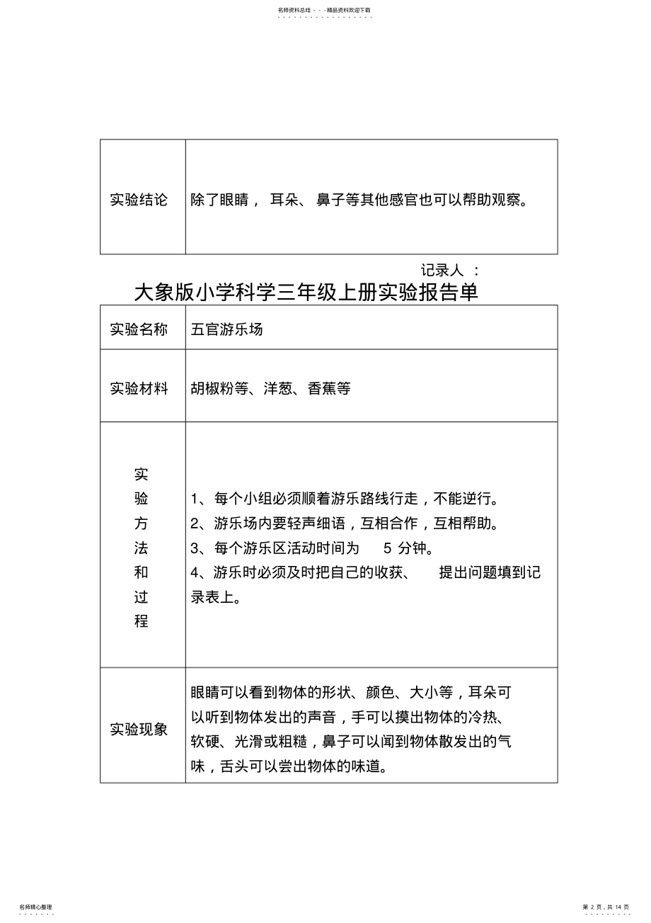 2022年大象版小学科学三年级上册实验报告单汇编 .pdf_第2页