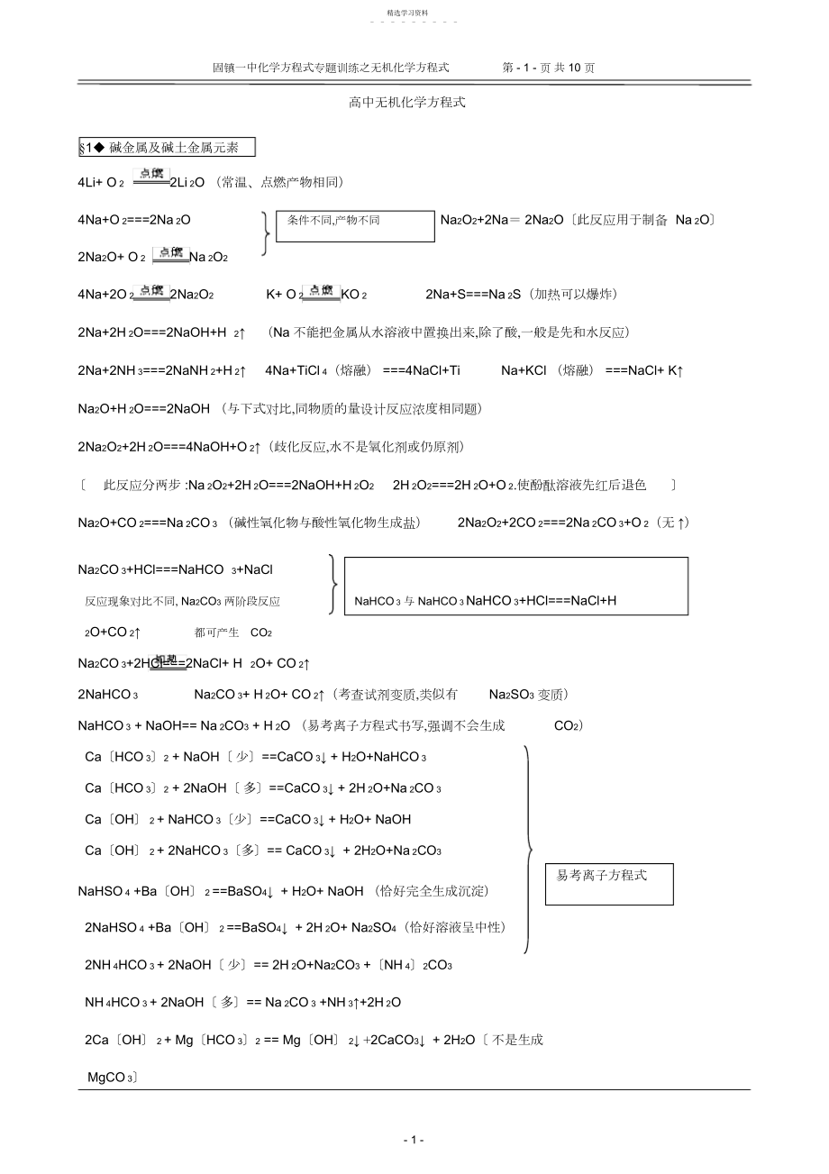 2022年高中化学方程式大全完美打印版.docx_第1页