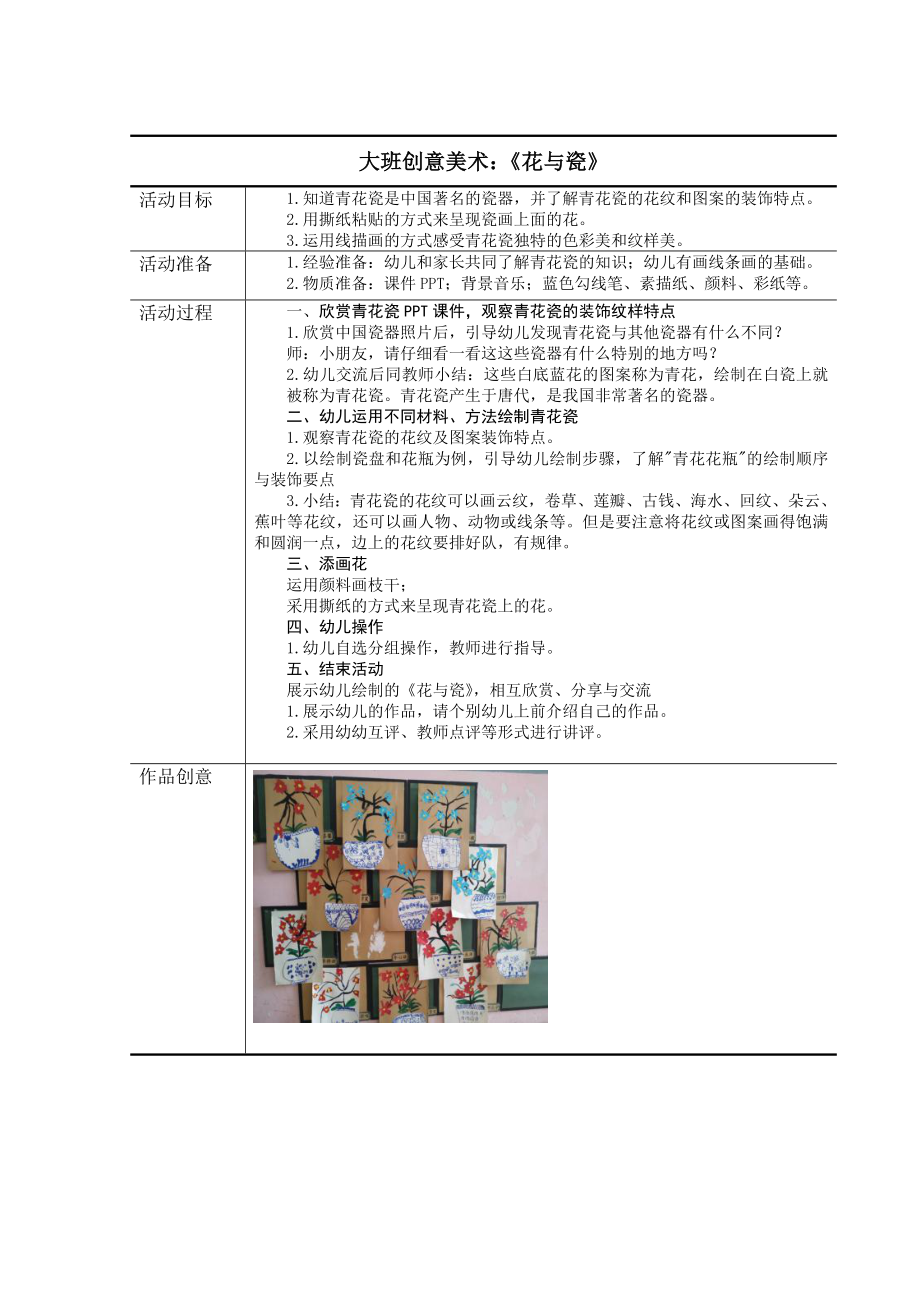 大班创意美术：《花与瓷》公开课教案教学设计课件案例试卷.docx_第1页