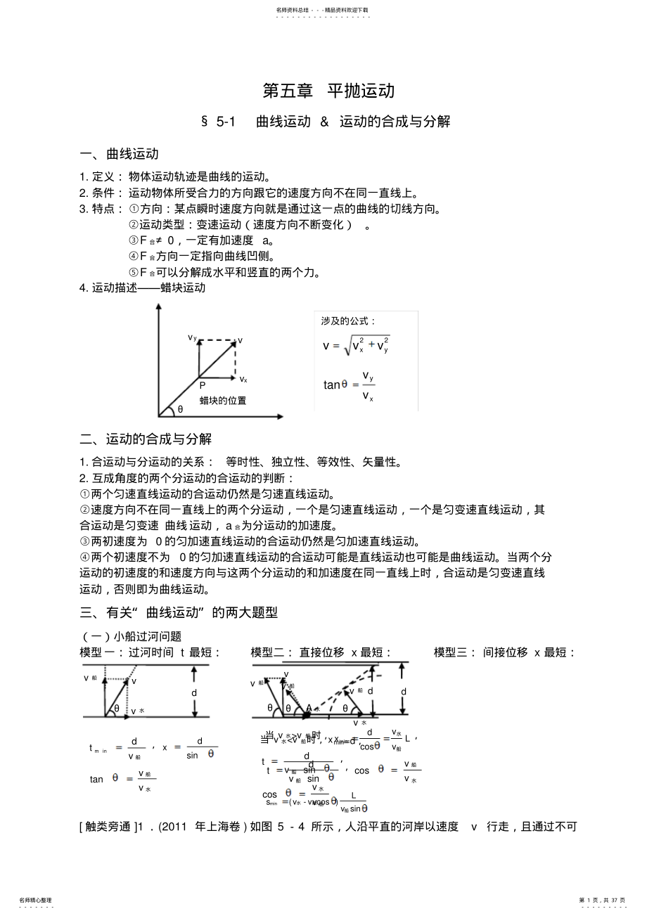 2022年高中物理必修二知识点总结与典型题解析 .pdf_第1页