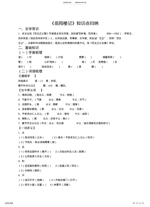 2022年岳阳楼记知识点归纳 .pdf