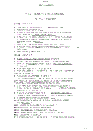 2022年山东人民出版社六年级下册品德与社会知识点总结.docx