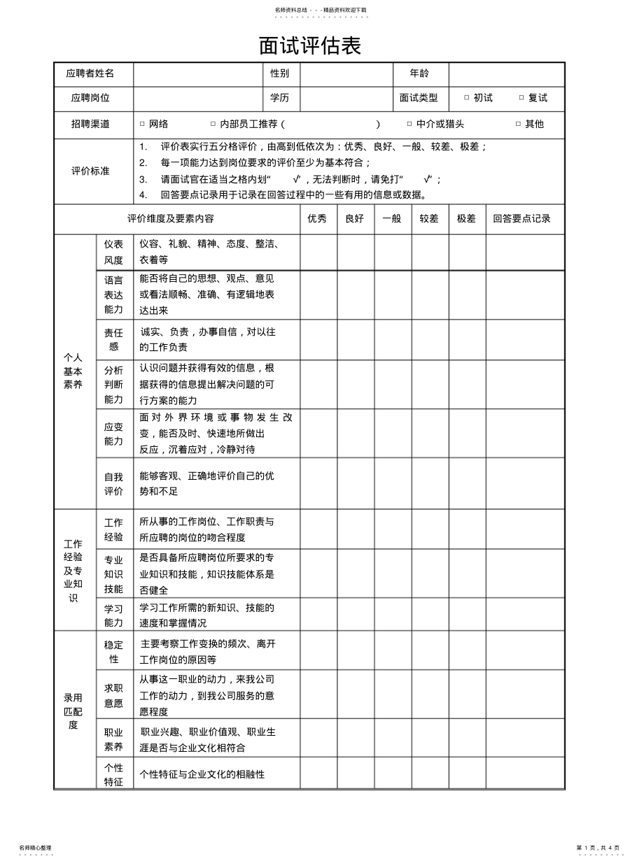 2022年面试评估表 .pdf_第1页