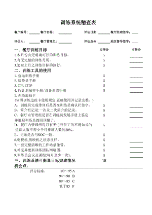 026.餐饮分店汉源东方餐厅联盟规范管理 04训练系统训练系统检查表.xls