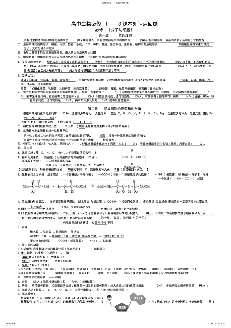 2022年高中生物知识点清单,推荐文档 .pdf_第1页