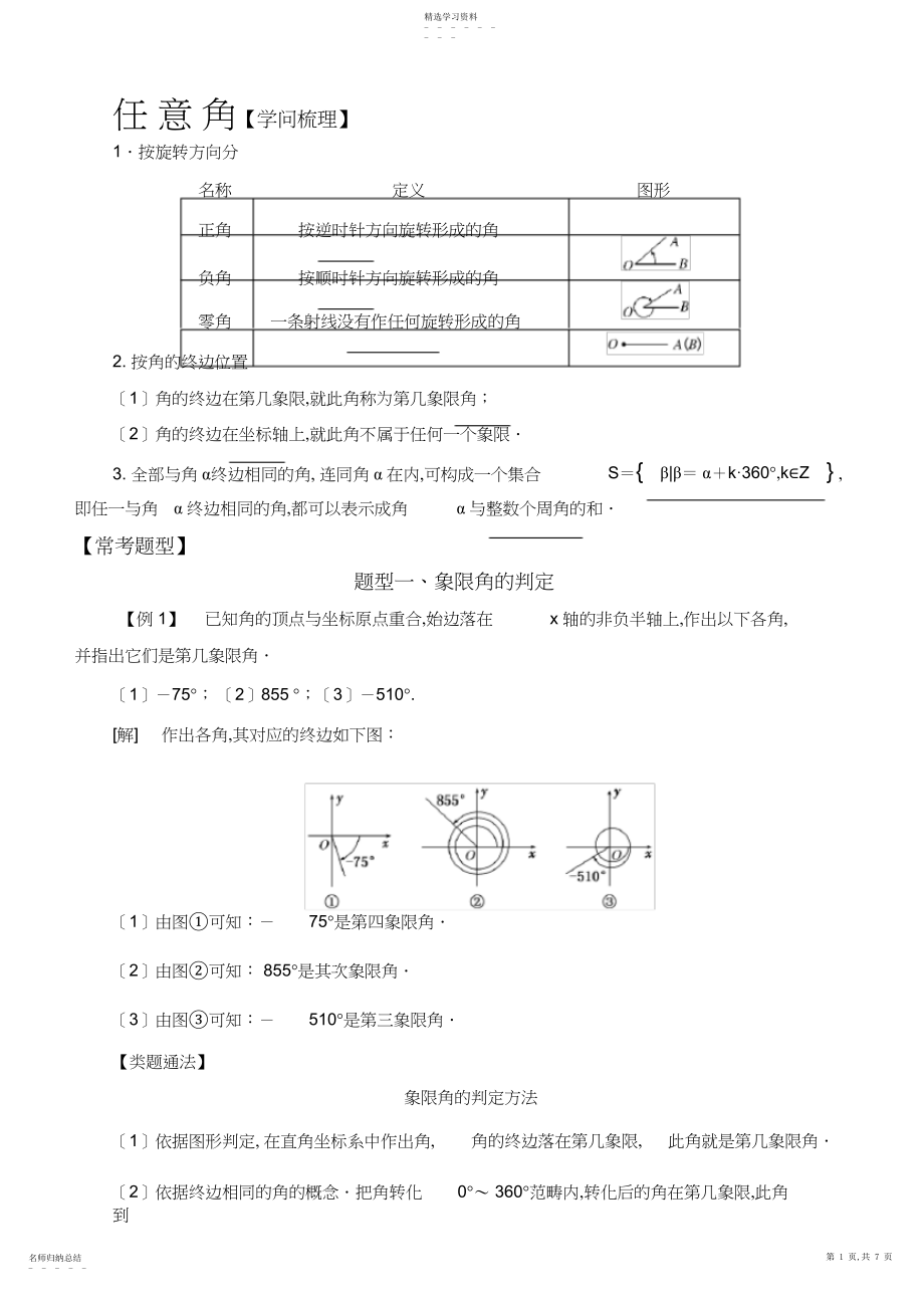 2022年高中数学必修三角函数常考题型：任-意-角.docx_第1页