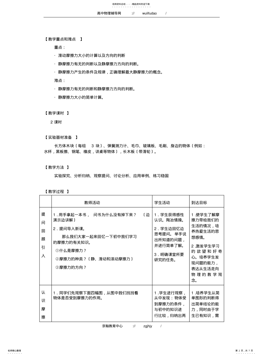 2022年高一物理获奖摩擦力教学设计 .pdf_第2页