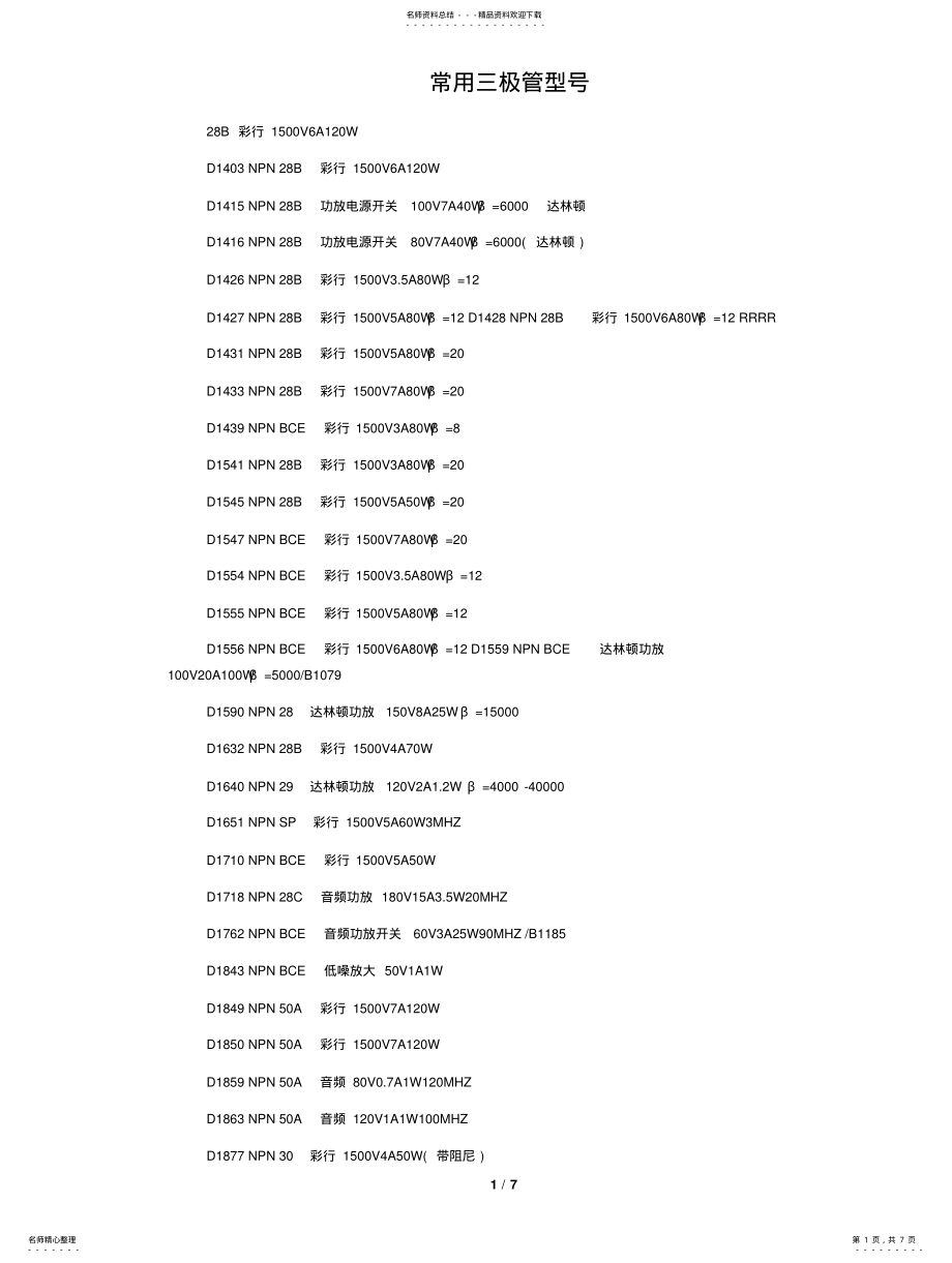 2022年常用三极管型号 .pdf_第1页