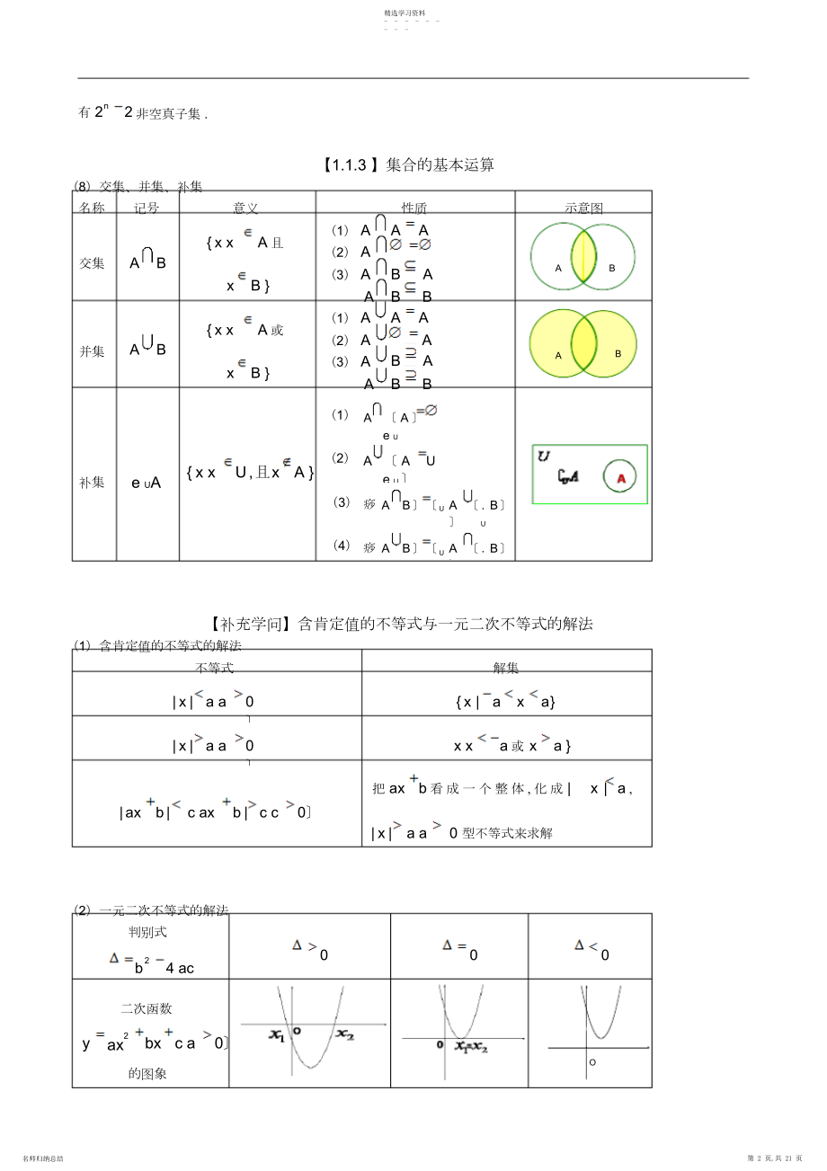 2022年高中数学必修一集合与函数的概念复习资料3.docx_第2页