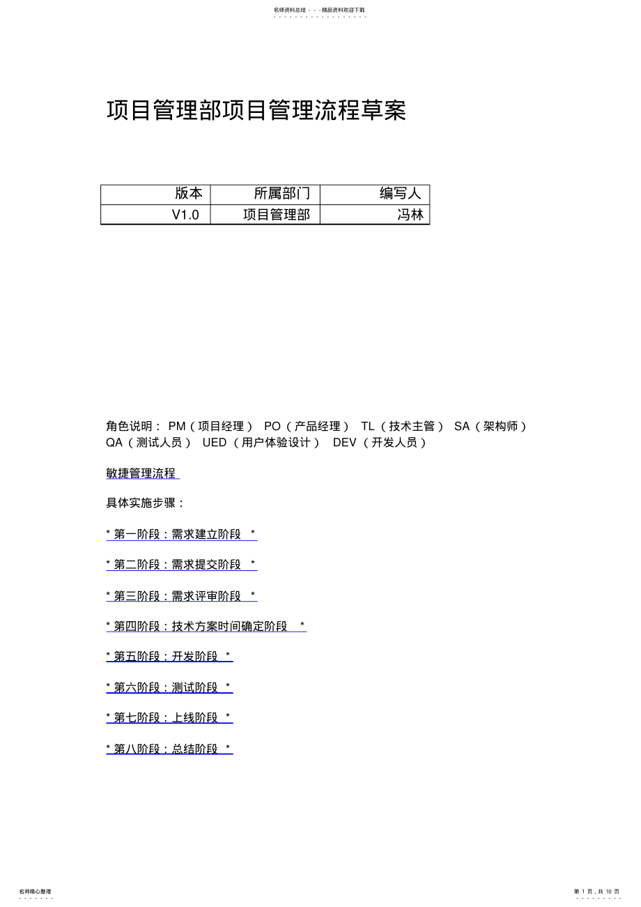 2022年项目管理部项目管理流程草案 .pdf_第1页